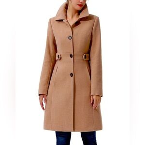 Kimi + Kai Wool Walking Coat Pea Coat Camel Tan size Medium Overcoat Winter Coat